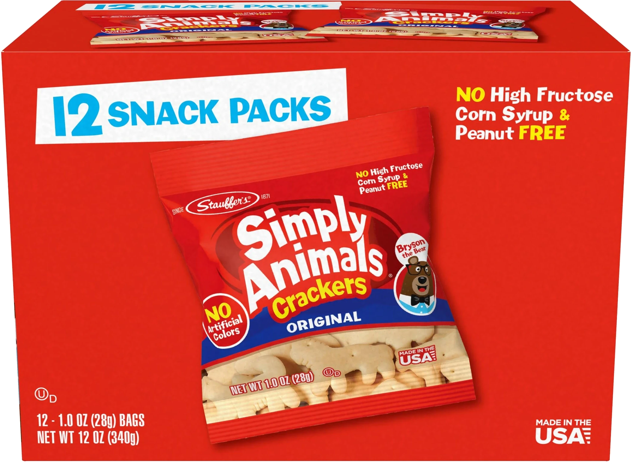 Simply Animals Original Snack Packs, 12 × 1 oz bags
