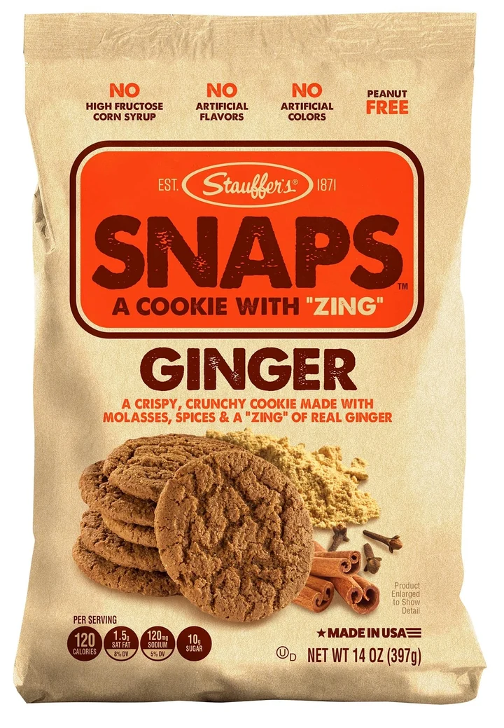 Ginger SNAPS 14 oz bag, front